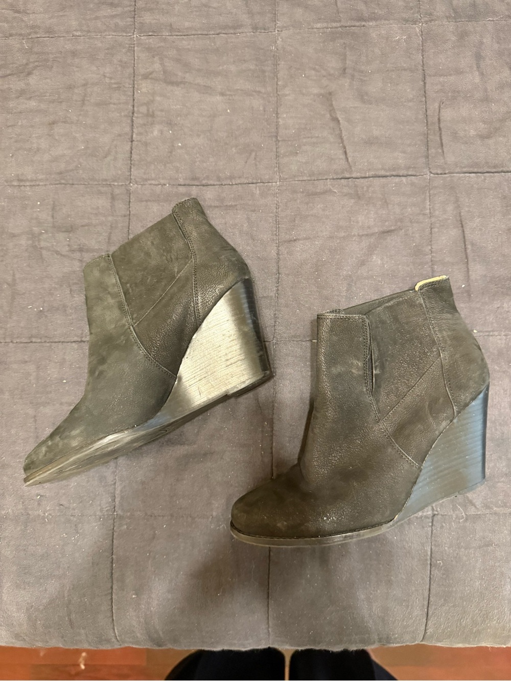 Jessica Simpson Black Suede Wedge Ankle Boots
